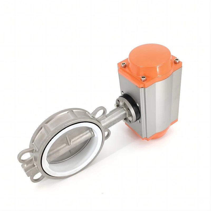 Pneumatic stainless steel PTFE wafer butterfly valve detail Pneumatic stainless steel PTFE wafer butterfly valve detail