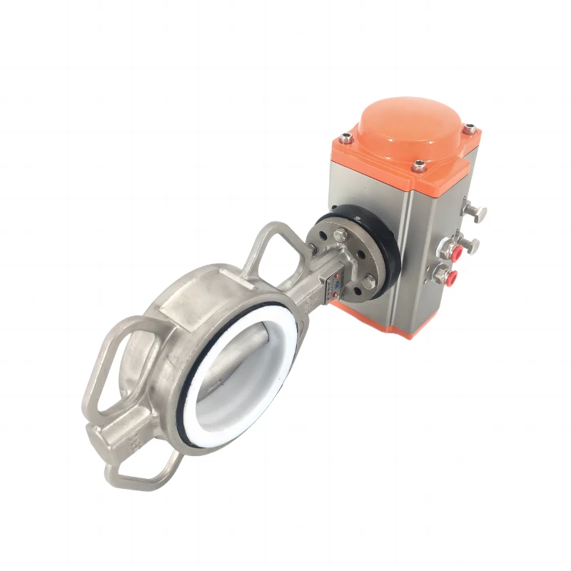 Pneumatic wafer stainless steel PTFE butterfly valve Pneumatic wafer stainless steel PTFE butterfly valve