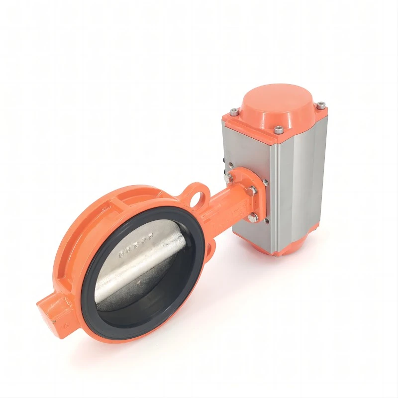 Pneumatic wafer type soft back butterfly valve side